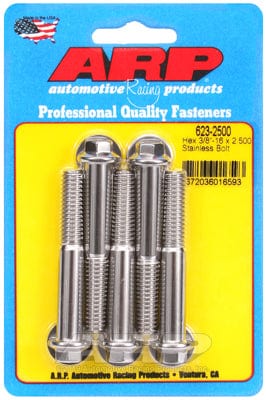 ARP 3/8" UNC x 2.500" UHL With 3/8" Socket ARP fasteners 5-Pack Bolt Kit, Hex Head S/S AR623-2500 SR