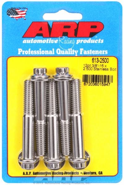 ARP 3/8" UNC x 2.500" UHL With 3/8" Socket Head ARP fasteners 5-Pack Bolt Kit, 12-Point Head S/S AR613-2500 SR