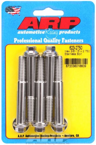 ARP 3/8" UNC x 2.750" UHL With 3/8" Socket ARP fasteners 5-Pack Bolt Kit, Hex Head S/S AR623-2750 SR