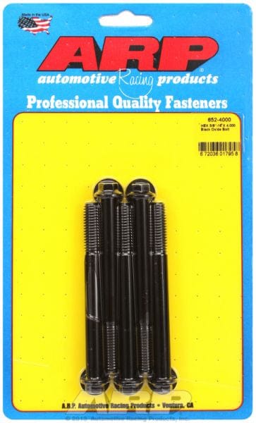 ARP 3/8" UNC x 4.000" UHL With 3/8" Socket Head ARP fasteners 5-Pack Bolt Kit, Hex Head Black Oxide AR652-4000 SR