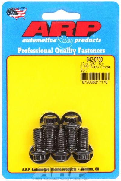 ARP 3/8" UNC x .750" UHL With 3/8" Socket Head ARP fasteners 5-Pack Bolt Kit, 12-Point Head Black Oxide AR642-0750 SR