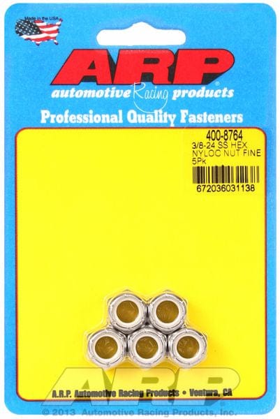ARP 3/8" UNF Thread (5-Pack) ARP fasteners S/S Hex Nyloc Nuts AR400-8764 SR