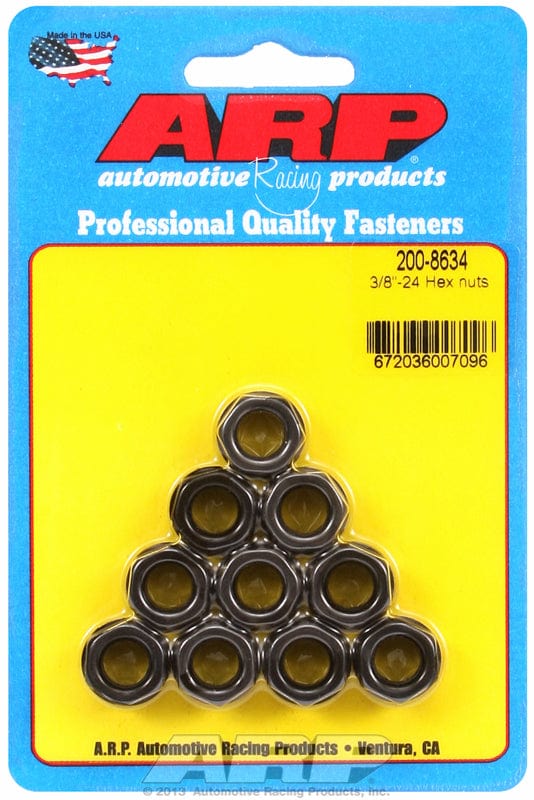 ARP 3/8" UNF Thread x 9/16" Socket (10-Pack) ARP fasteners Hex Nut With Flange, Chrome Moly AR200-8634 SR