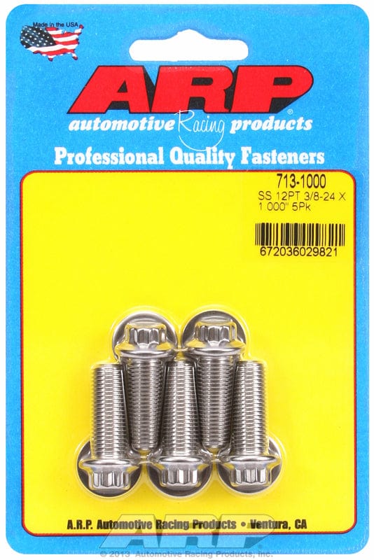 ARP 3/8" UNF x 1.000" UHL With 3/8" Socket Head ARP fasteners 5-Pack Bolt Kit, 12-Point Head S/S AR713-1000 SR