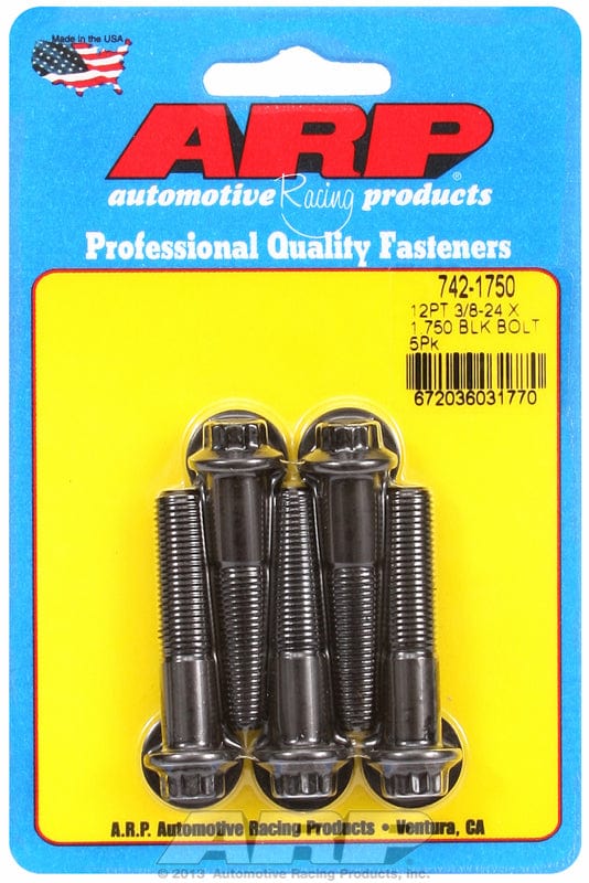 ARP 3/8" UNF x 1.750" UHL With 3/8" Socket Head ARP fasteners 5-Pack Bolt Kit, 12-Point Head Black Oxide AR742-1750 SR