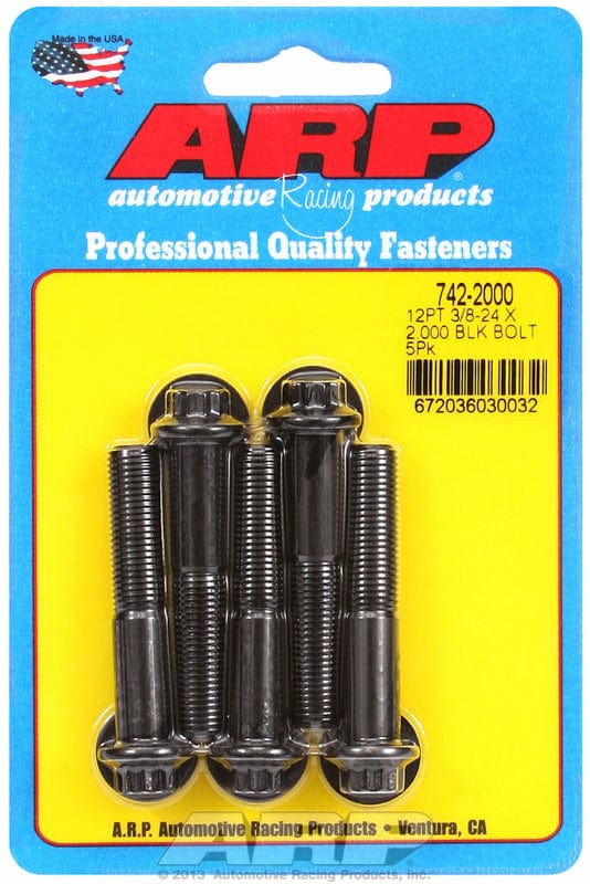 ARP 3/8" UNF x 2.000" UHL With 3/8" Socket Head ARP fasteners 5-Pack Bolt Kit, 12-Point Head Black Oxide AR742-2000 SR