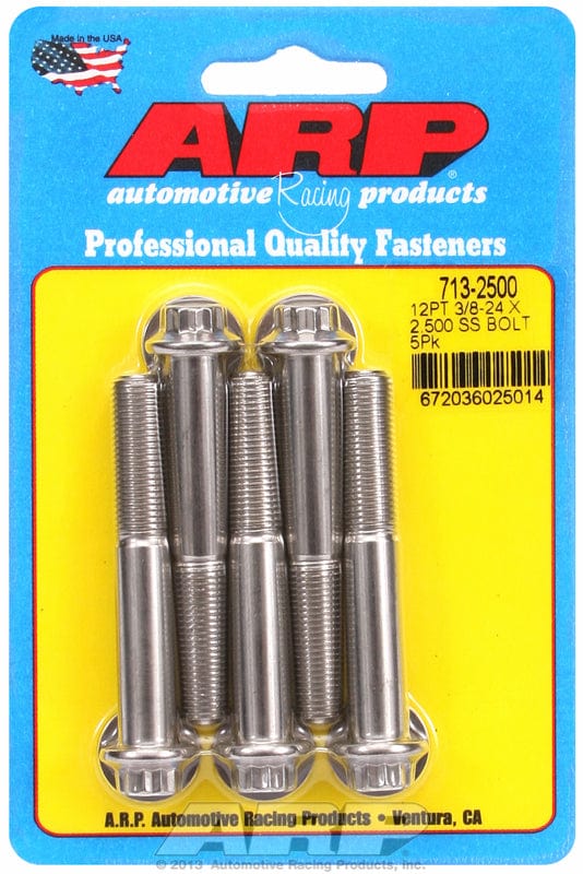 ARP 3/8" UNF x 2.500" UHL With 3/8" Socket Head ARP fasteners 5-Pack Bolt Kit, 12-Point Head S/S AR713-2500 SR