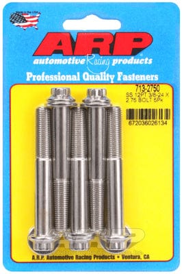 ARP 3/8" UNF x 2.750" UHL With 3/8" Socket Head ARP fasteners 5-Pack Bolt Kit, 12-Point Head S/S AR713-2750 SR