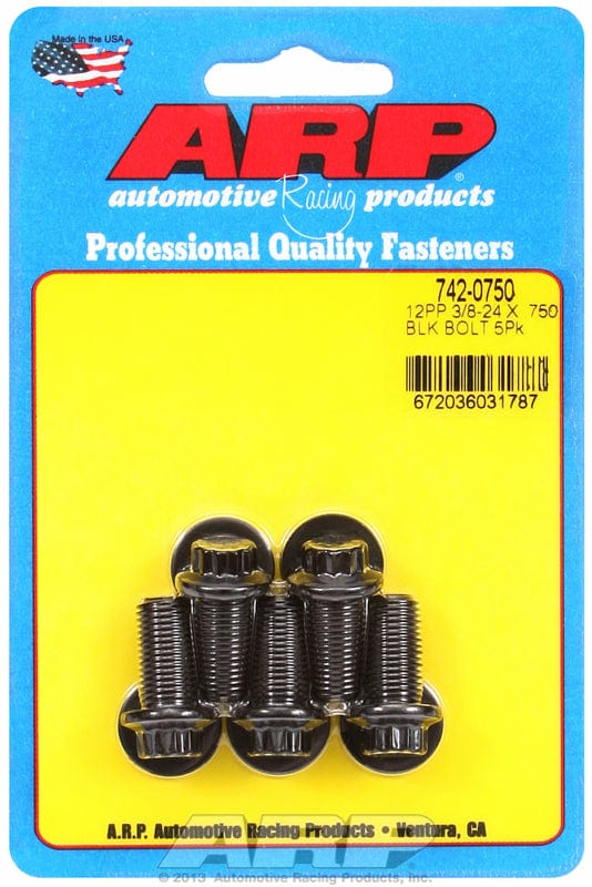 ARP 3/8" UNF x .750" UHL With 3/8" Socket Head ARP fasteners 5-Pack Bolt Kit, 12-Point Head Black Oxide AR742-0750 SR