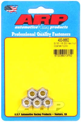 ARP 5/16" UNC Thread (5-Pack) ARP fasteners S/S Hex Nyloc Nuts AR400-8662 SR