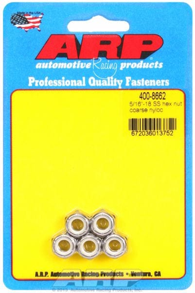 ARP 5/16" UNC Thread (5-Pack) ARP fasteners S/S Hex Nyloc Nuts AR400-8662 SR
