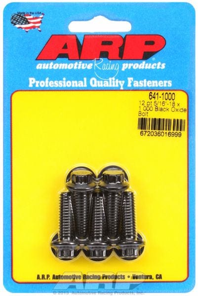 ARP 5/16" UNC x 1.000" UHL With 3/8" Socket Head ARP fasteners 5-Pack Bolt Kit, 12-Point Head Black Oxide AR641-1000 SR