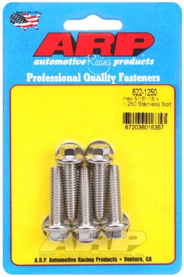 ARP 5/16" UNC x 1.250" UHL With 3/8" Socket ARP fasteners 5-Pack Bolt Kit, Hex Head S/S AR622-1250 SR