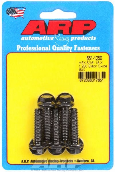 ARP 5/16" UNC x 1.250" UHL With 3/8" Socket Head ARP fasteners 5-Pack Bolt Kit, Hex Head Black Oxide AR651-1250 SR