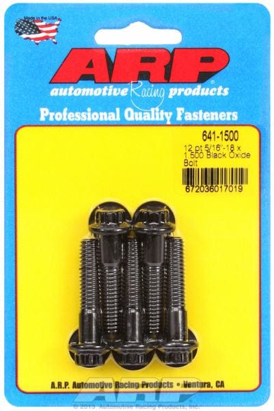 ARP 5/16" UNC x 1.500" UHL With 3/8" Socket Head ARP fasteners 5-Pack Bolt Kit, 12-Point Head Black Oxide AR641-1500 SR