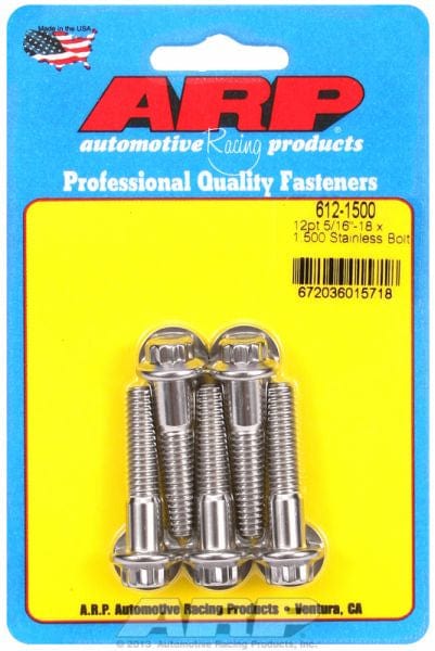 ARP 5/16" UNC x 1.500" UHL With 3/8" Socket Head ARP fasteners 5-Pack Bolt Kit, 12-Point Head S/S AR612-1500 SR