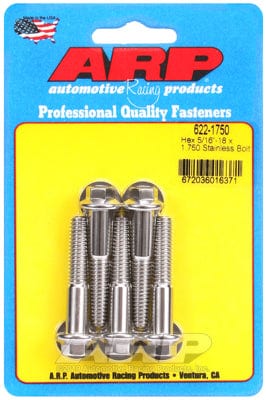 ARP 5/16" UNC x 1.750" UHL With 3/8" Socket ARP fasteners 5-Pack Bolt Kit, Hex Head S/S AR622-1750 SR