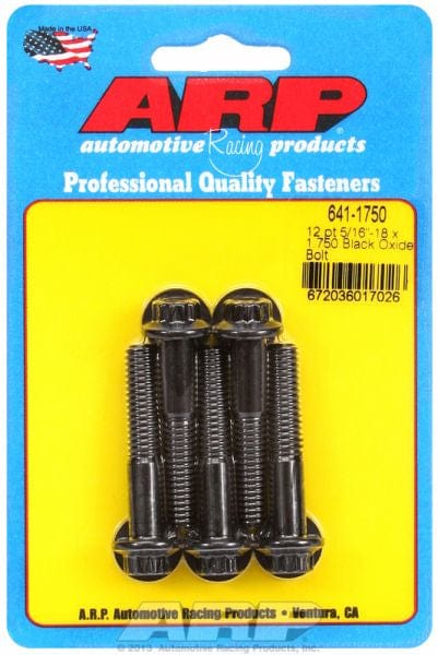 ARP 5/16" UNC x 1.750" UHL With 3/8" Socket Head ARP fasteners 5-Pack Bolt Kit, 12-Point Head Black Oxide AR641-1750 SR