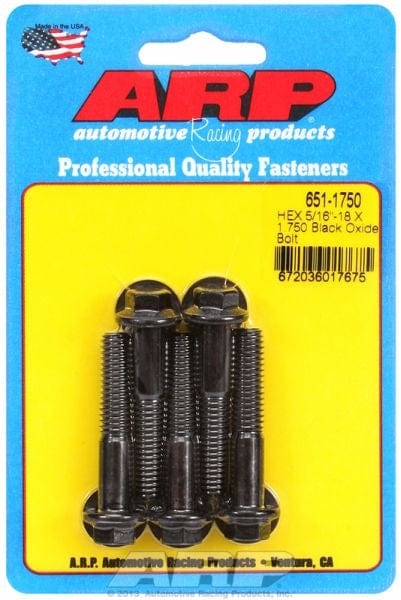 ARP 5/16" UNC x 1.750" UHL With 3/8" Socket Head ARP fasteners 5-Pack Bolt Kit, Hex Head Black Oxide AR651-1750 SR