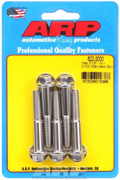 ARP 5/16" UNC x 2.000" UHL With 3/8" Socket ARP fasteners 5-Pack Bolt Kit, Hex Head S/S AR622-2000 SR