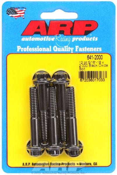 ARP 5/16" UNC x 2.000" UHL With 3/8" Socket Head ARP fasteners 5-Pack Bolt Kit, 12-Point Head Black Oxide AR641-2000 SR