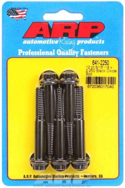 ARP 5/16" UNC x 2.250" UHL With 3/8" Socket Head ARP fasteners 5-Pack Bolt Kit, 12-Point Head Black Oxide AR641-2250 SR
