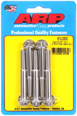 ARP 5/16" UNC x 2.500" UHL With 3/8" Socket Head ARP fasteners 5-Pack Bolt Kit, 12-Point Head S/S AR612-2500 SR