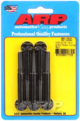 ARP 5/16" UNC x 2.500" UHL With 3/8" Socket Head ARP fasteners 5-Pack Bolt Kit, Hex Head Black Oxide AR651-2500 SR