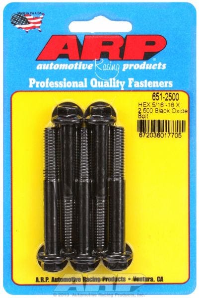 ARP 5/16" UNC x 2.500" UHL With 3/8" Socket Head ARP fasteners 5-Pack Bolt Kit, Hex Head Black Oxide AR651-2500 SR