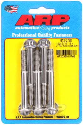 ARP 5/16" UNC x 2.750" UHL With 3/8" Socket Head ARP fasteners 5-Pack Bolt Kit, 12-Point Head S/S AR612-2750 SR