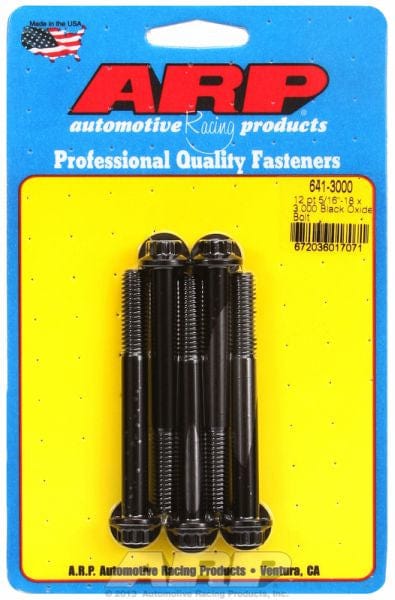 ARP 5/16" UNC x 3.000" UHL With 3/8" Socket Head ARP fasteners 5-Pack Bolt Kit, 12-Point Head Black Oxide AR641-3000 SR