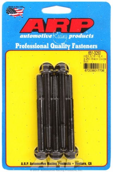 ARP 5/16" UNC x 3.250" UHL With 3/8" Socket Head ARP fasteners 5-Pack Bolt Kit, Hex Head Black Oxide AR651-3250 SR