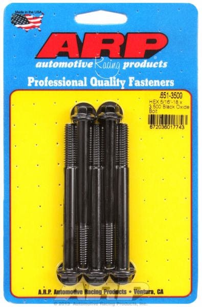ARP 5/16" UNC x 3.500" UHL With 3/8" Socket Head ARP fasteners 5-Pack Bolt Kit, Hex Head Black Oxide AR651-3500 SR