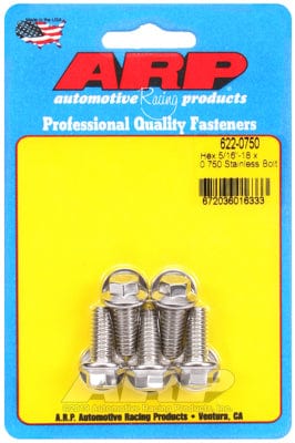 ARP 5/16" UNC x .750" UHL With 3/8" Socket ARP fasteners 5-Pack Bolt Kit, Hex Head S/S AR622-0750 SR