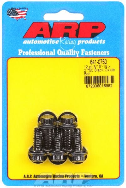 ARP 5/16" UNC x .750" UHL With 3/8" Socket Head ARP fasteners 5-Pack Bolt Kit, 12-Point Head Black Oxide AR641-0750 SR