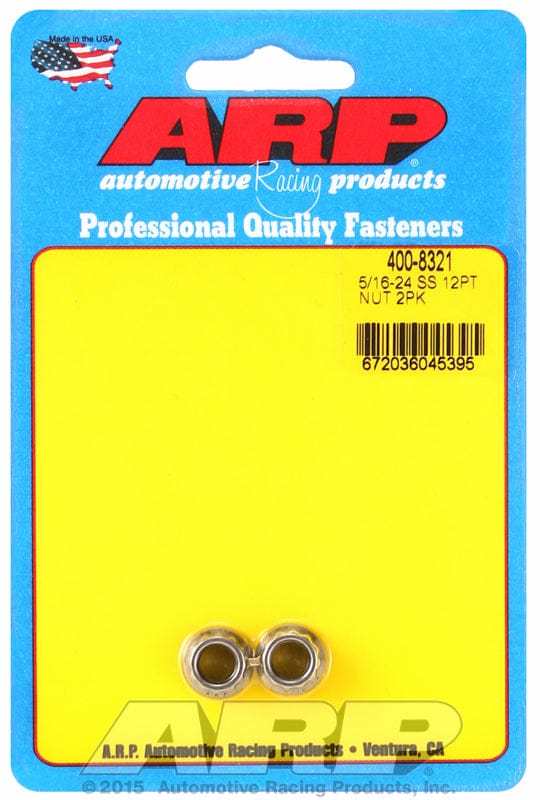 ARP 5/16" UNF Thread, 3/8" Socket (2-Pack) ARP fasteners 12-Point Nut, Polished S/S AR400-8321 SR