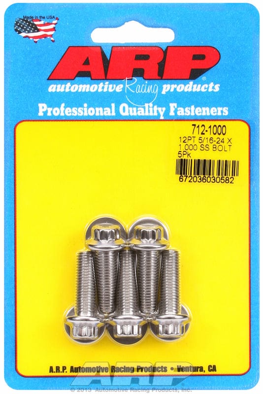 ARP 5/16" UNF x 1.000" UHL With 3/8" Socket Head ARP fasteners 5-Pack Bolt Kit, 12-Point Head S/S AR712-1000 SR