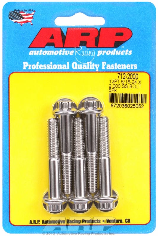 ARP 5/16" UNF x 2.000" UHL With 3/8" Socket Head ARP fasteners 5-Pack Bolt Kit, 12-Point Head S/S AR712-2000 SR