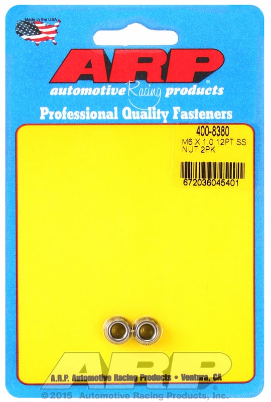 ARP 6mm X 1.00 Thread, 8mm Socket (2-Pack) ARP fasteners 12-Point Nut, Polished S/S AR400-8380 SR