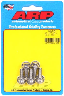 ARP 6mm x 1.00 x 16mm UHL With 8mm Socket Head ARP fasteners 5-Pack Bolt Kit, 12-Point Head S/S AR770-1017 SR