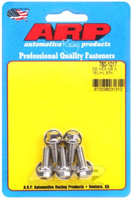 ARP 6mm x 1.00 x 16mm UHL With 8mm Socket Head ARP fasteners 5-Pack Bolt Kit, Hex Head S/S AR760-1017 SR