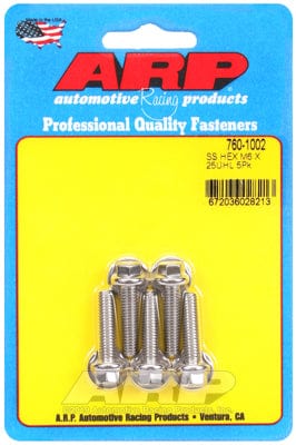 ARP 6mm x 1.00 x 25mm UHL With 8mm Socket Head ARP fasteners 5-Pack Bolt Kit, Hex Head S/S AR760-1002 SR