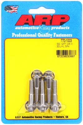 ARP 6mm x 1.00 x 30mm UHL With 8mm Socket Head ARP fasteners 5-Pack Bolt Kit, 12-Point Head S/S AR770-1003 SR