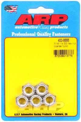 ARP 7/16" UNC Thread (5-Pack) ARP fasteners S/S Hex Nyloc Nuts AR400-8666 SR