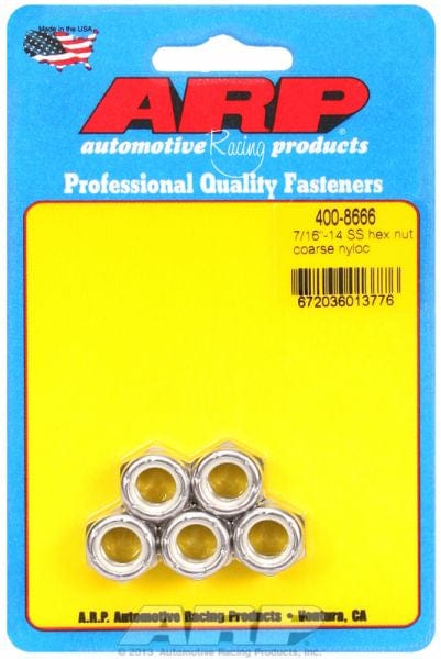ARP 7/16" UNC Thread (5-Pack) ARP fasteners S/S Hex Nyloc Nuts AR400-8666 SR