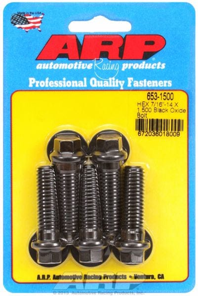 ARP 7/16" UNC x 1.500" UHL With 7/16" Socket Head ARP fasteners 5-Pack Bolt Kit, Hex Head Black Oxide AR653-1500 SR