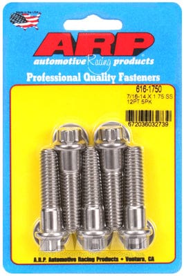 ARP 7/16" UNC x 1.750" UHL With 7/16" Socket Head ARP fasteners 5-Pack Bolt Kit, 12-Point Head S/S AR616-1750 SR