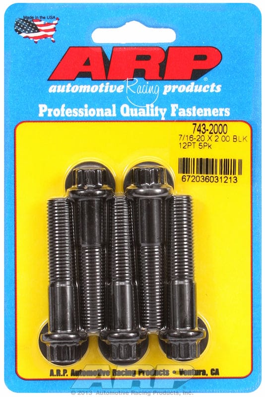 ARP 7/16" UNC x 2.000" UHL With 7/16" Socket Head ARP fasteners 5-Pack Bolt Kit, 12-Point Head Black Oxide AR743-2000 SR