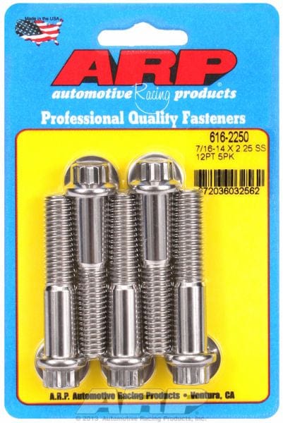 ARP 7/16" UNC x 2.250" UHL With 7/16" Socket Head ARP fasteners 5-Pack Bolt Kit, 12-Point Head S/S AR616-2250 SR