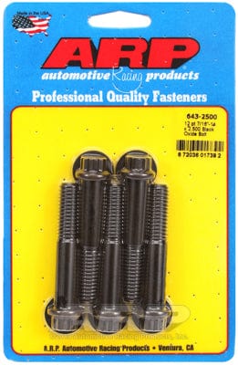 ARP 7/16" UNC x 2.500" UHL With 7/16" Socket Head ARP fasteners 5-Pack Bolt Kit, 12-Point Head Black Oxide AR643-2500 SR